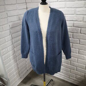 Ricki's Ladies Size Medium Blue Eyelash Knit Straight Fit Open Cardigan